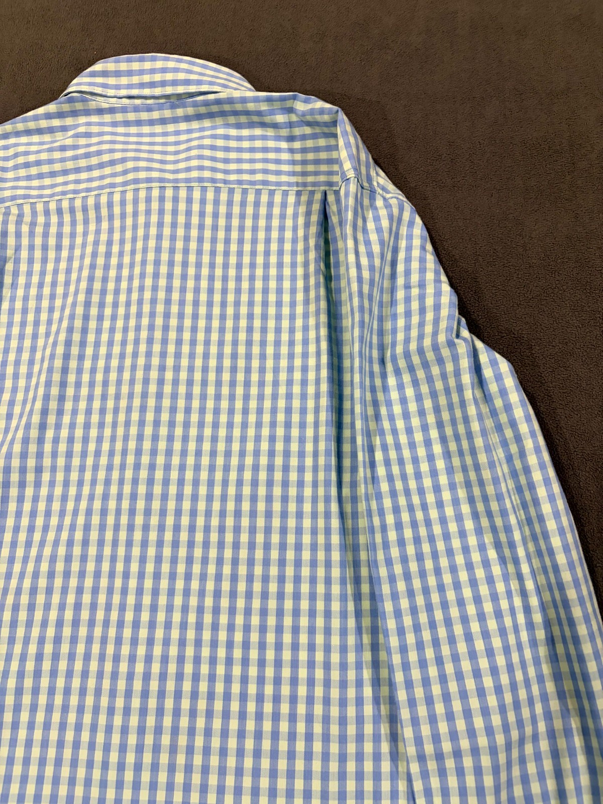 Sonoma Shirt Mens Large Gray Gingham Check Performance Stretch Pleated Button Up