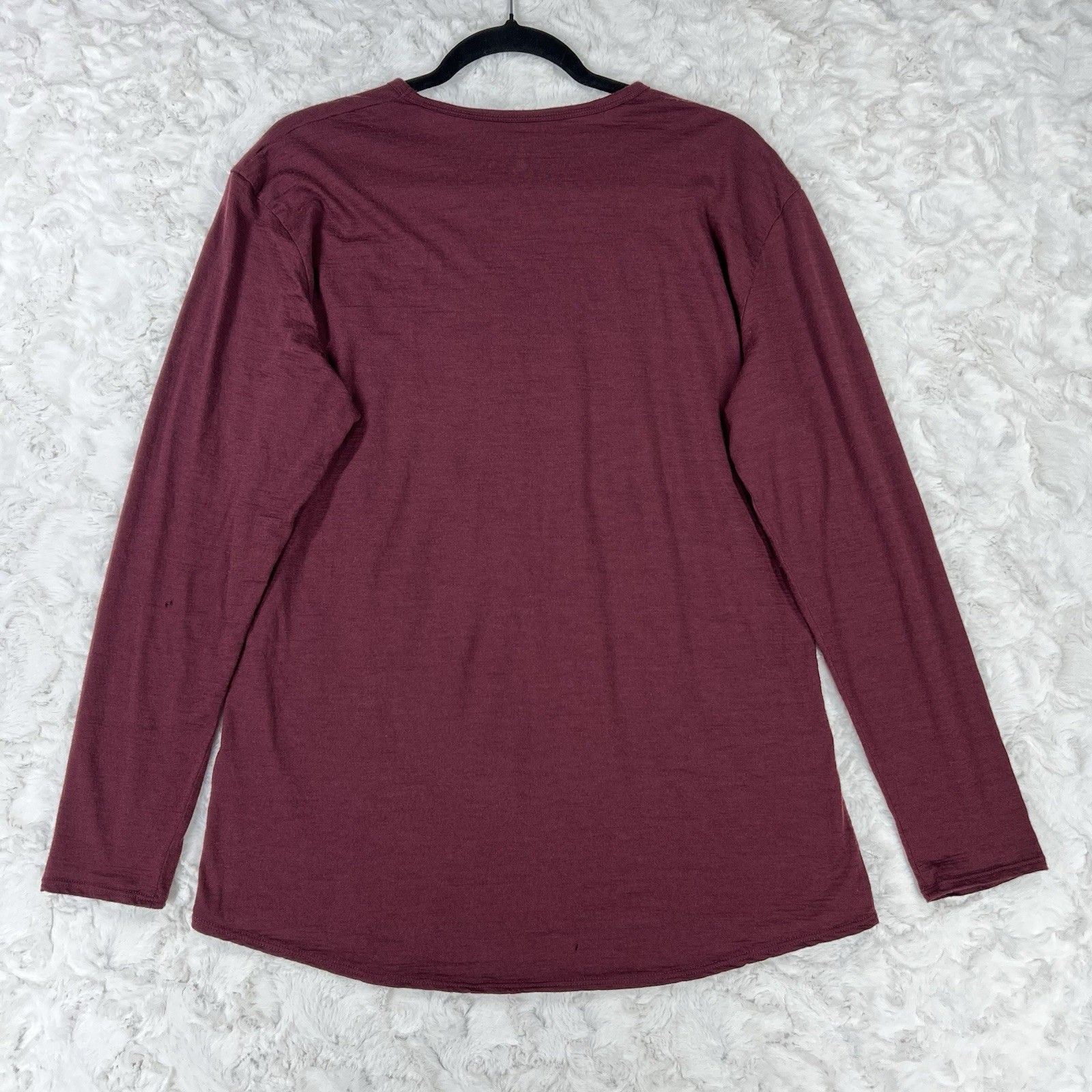 Seg’ments 100% Merino Wool Baselayer Shirt Womens XXL Burgundy Long Sleeve *Flaw