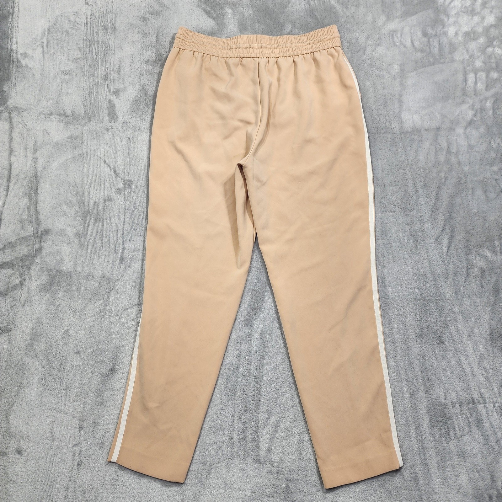 Nine West Pants Womens 12 Beige Side Striped Slim Straight Tapered Ankle Preppy