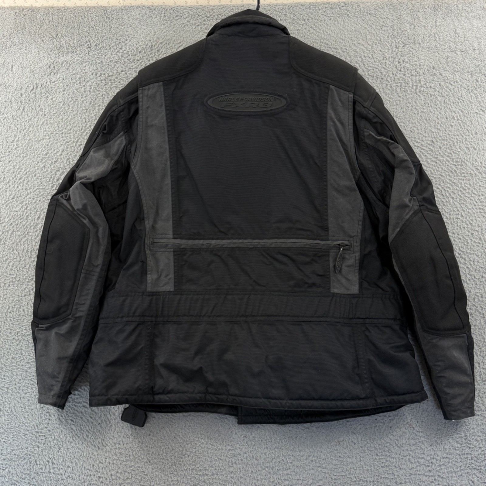 Vintage Harley Davidson FXRG Motorcycle Jacket Mens 2XL Black Biker Outdoor Zip