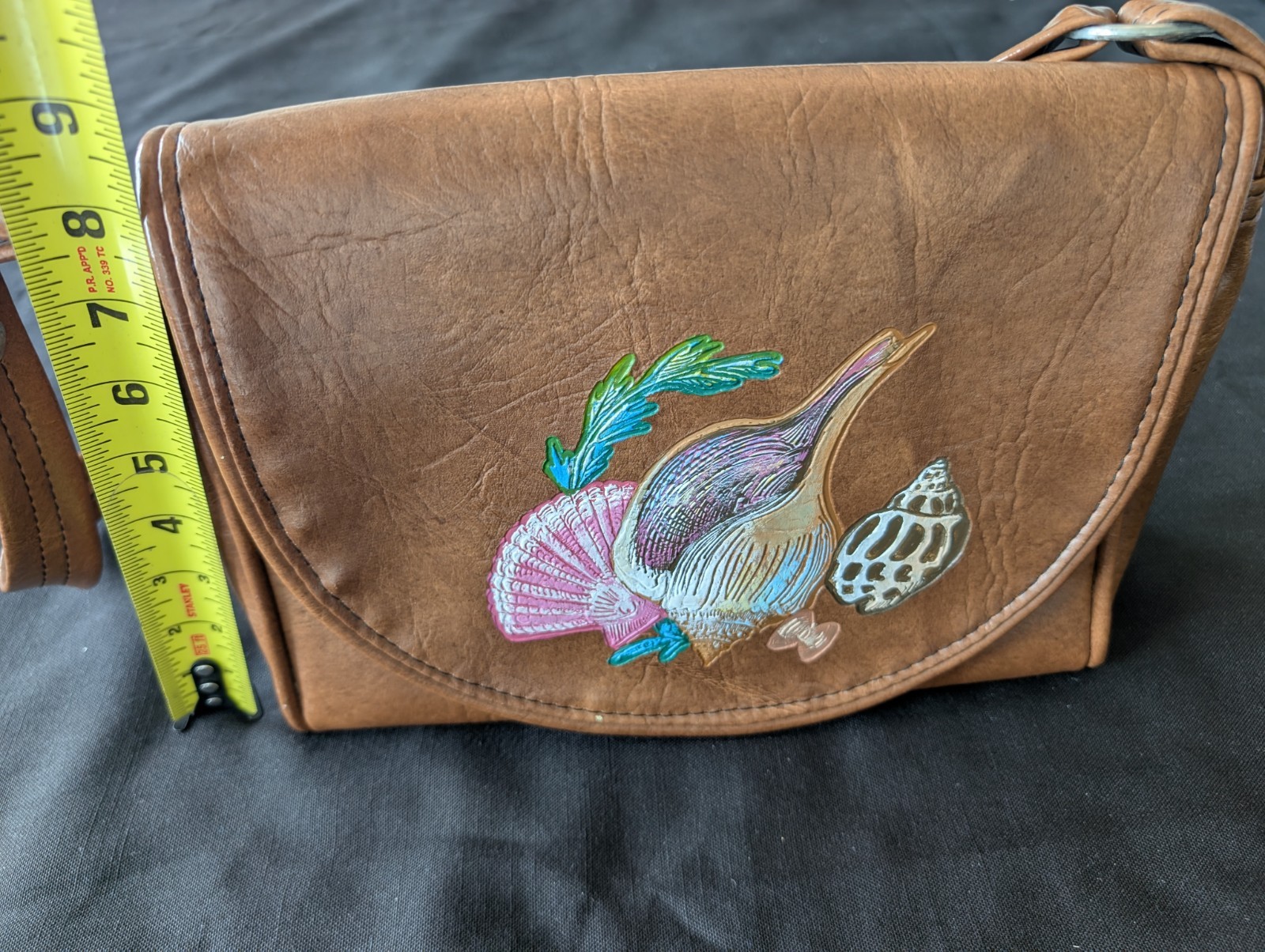 Vintage The Original Florida Keys Handbag Tan Nautical Seashell Themed Vinyl