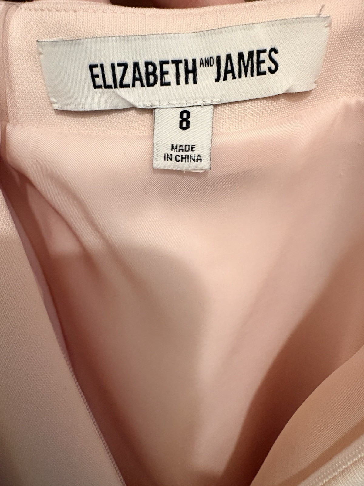 Elizabeth and James Britt Dress Size 8 Blush Pink Open Back Bow Fit Flare