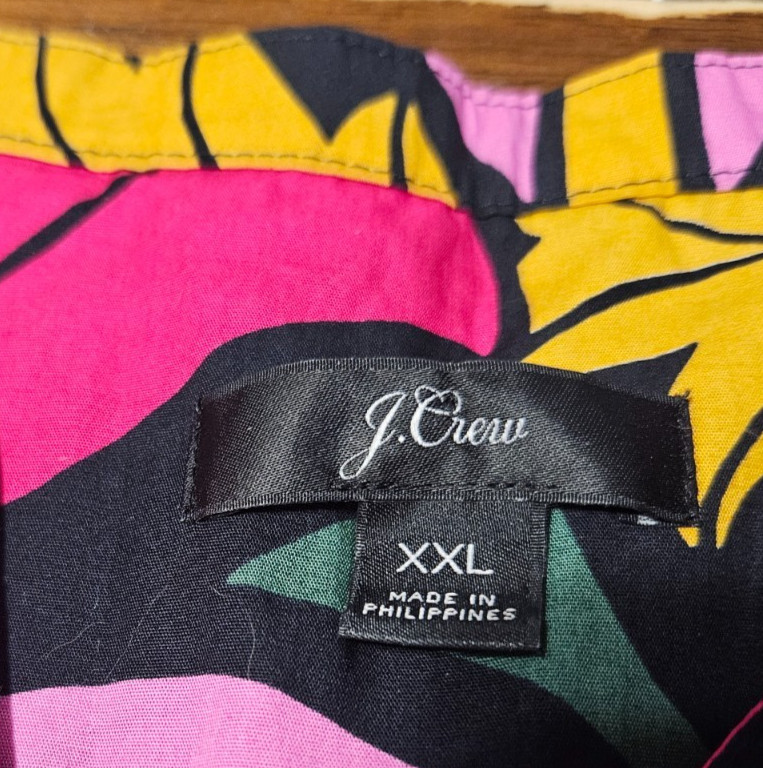 J Crew Floral Top Women XXL Ratti Grandi Fiori Cruise Cotton Boho Pink Black