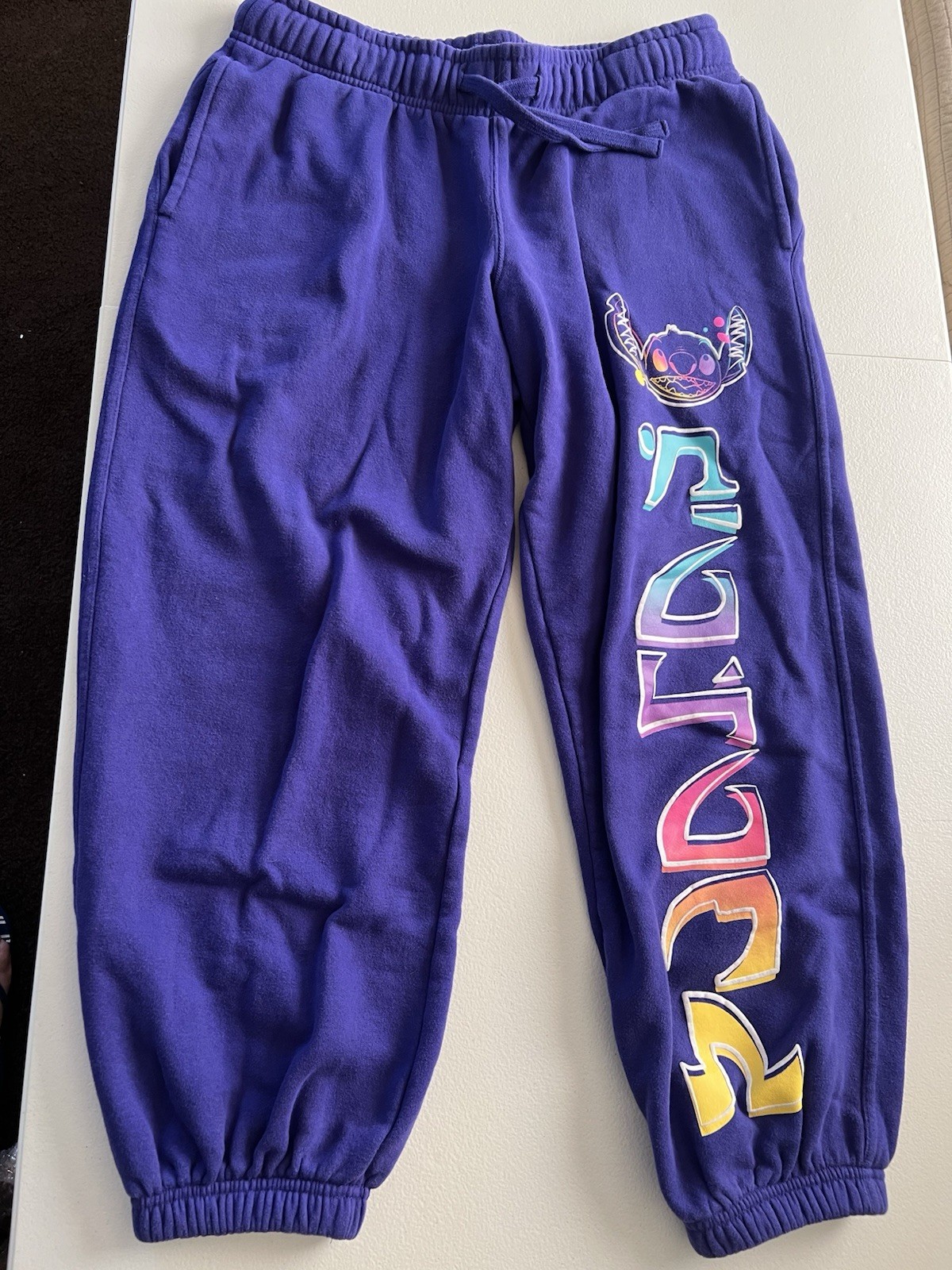 Disney Lilo and Stitch Purple Sweatpants Disneyland Park Size M Pre Owned