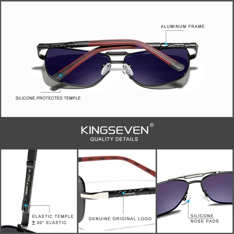 KINGSEVEN Polarized Sunglasses Men Aluminum Frame UV400 Mirror Driving Glasses