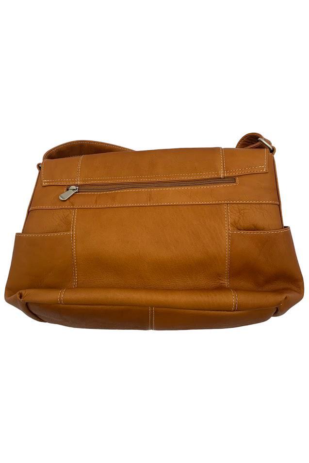 Le Donne Leather Flap Over Messenger Bag Tan