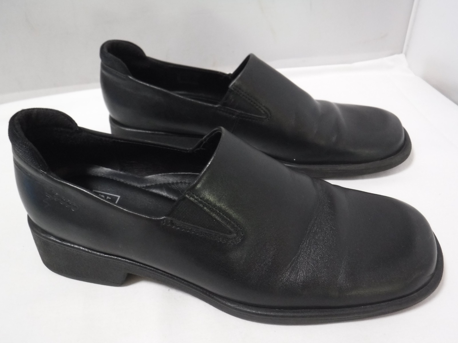VTG 90s Men’s ECCO TWIST Elastic Gore Slip on Block Heel Loafers Sz 7 Wmns 9.5