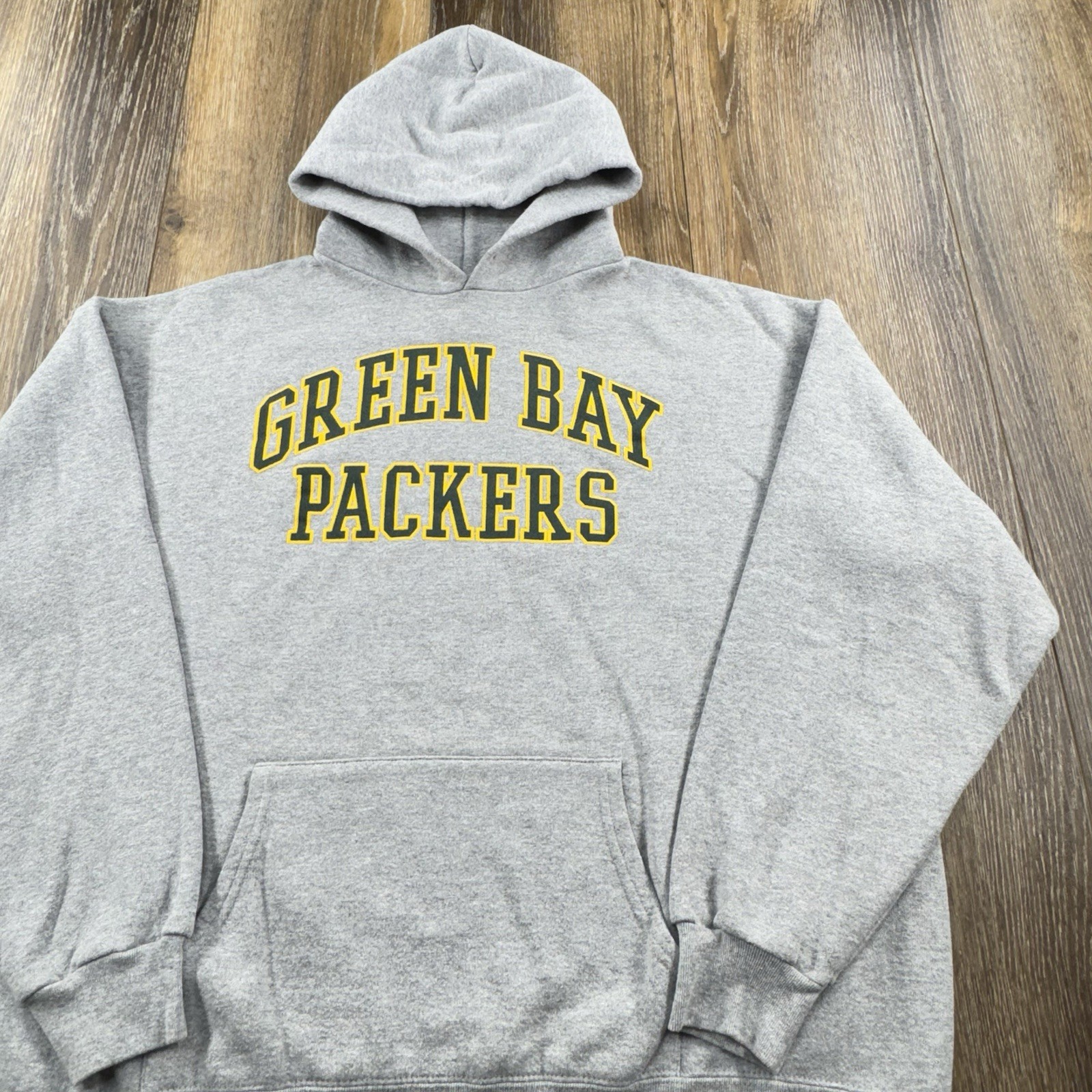 Vintage Green Bay Packers Hoodie Mens XL Gray Sweatshirt NFL Football Sweater