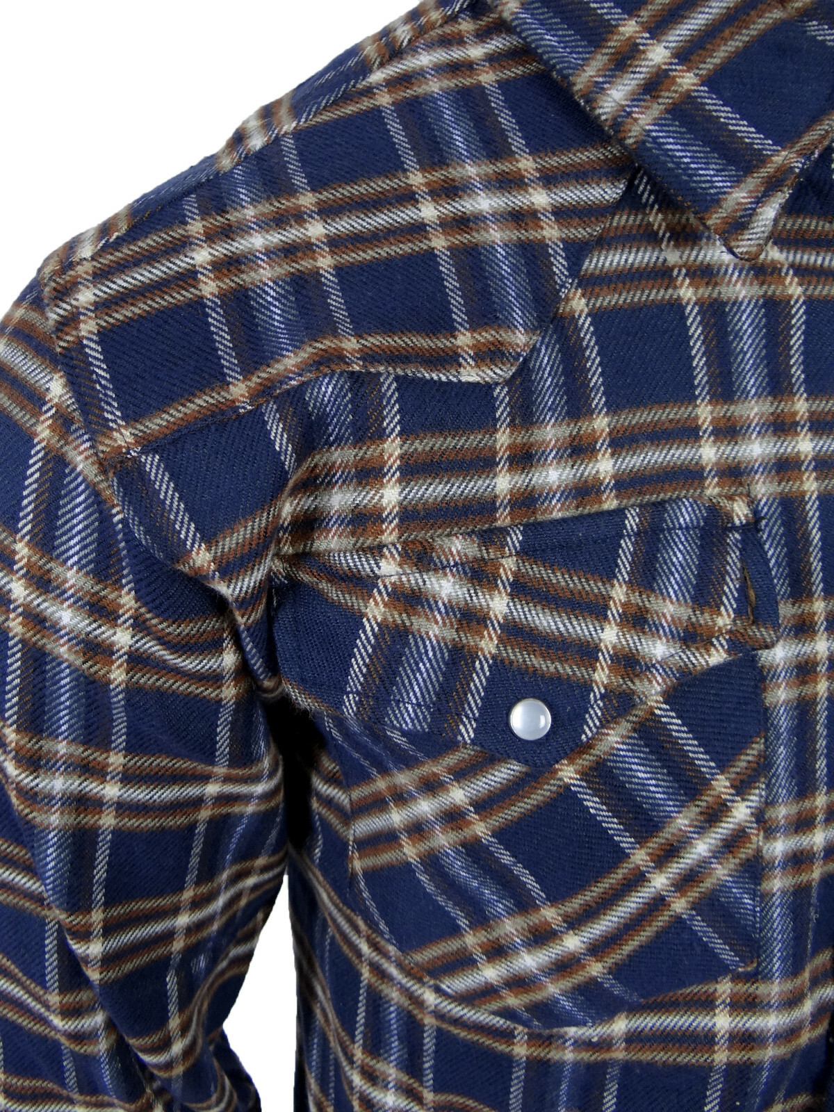 Workwear Thick Flannel Plaid Shirt Mens Rugged Brawny Snap Flap Pockets Western