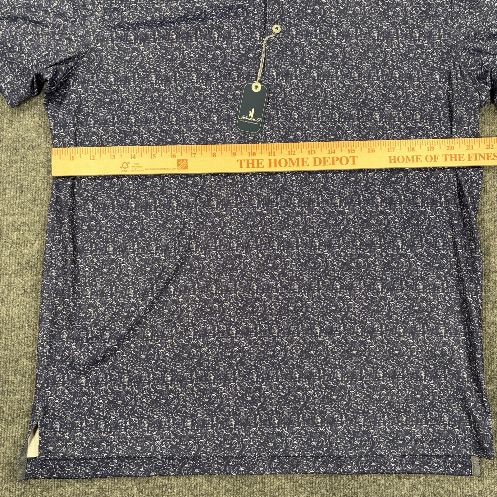 NWT Johnnie-O Performance Polo Mens L Blue Graphic Golf Shirt Stretch Tech