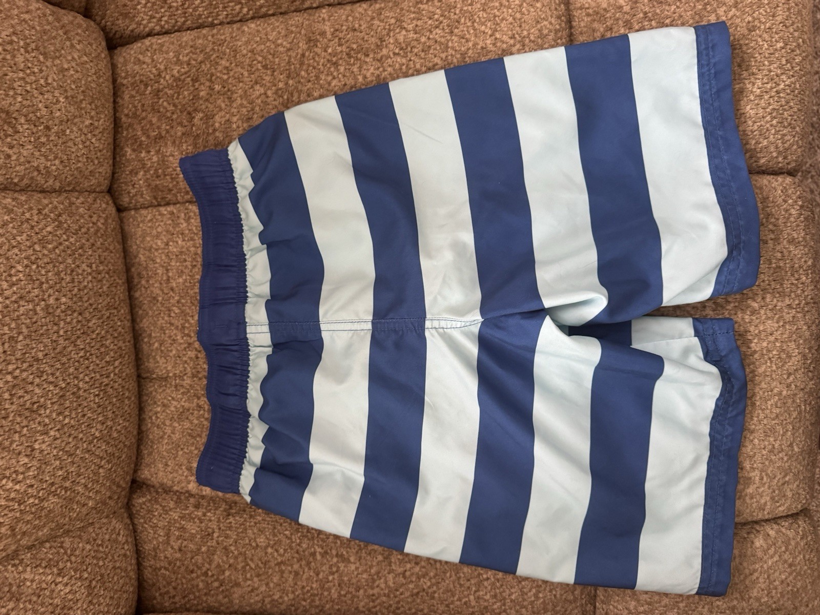 Cat & Jack Boys Striped Swim Trunks Blue/White Elastic Waist Drawstring M 8/10