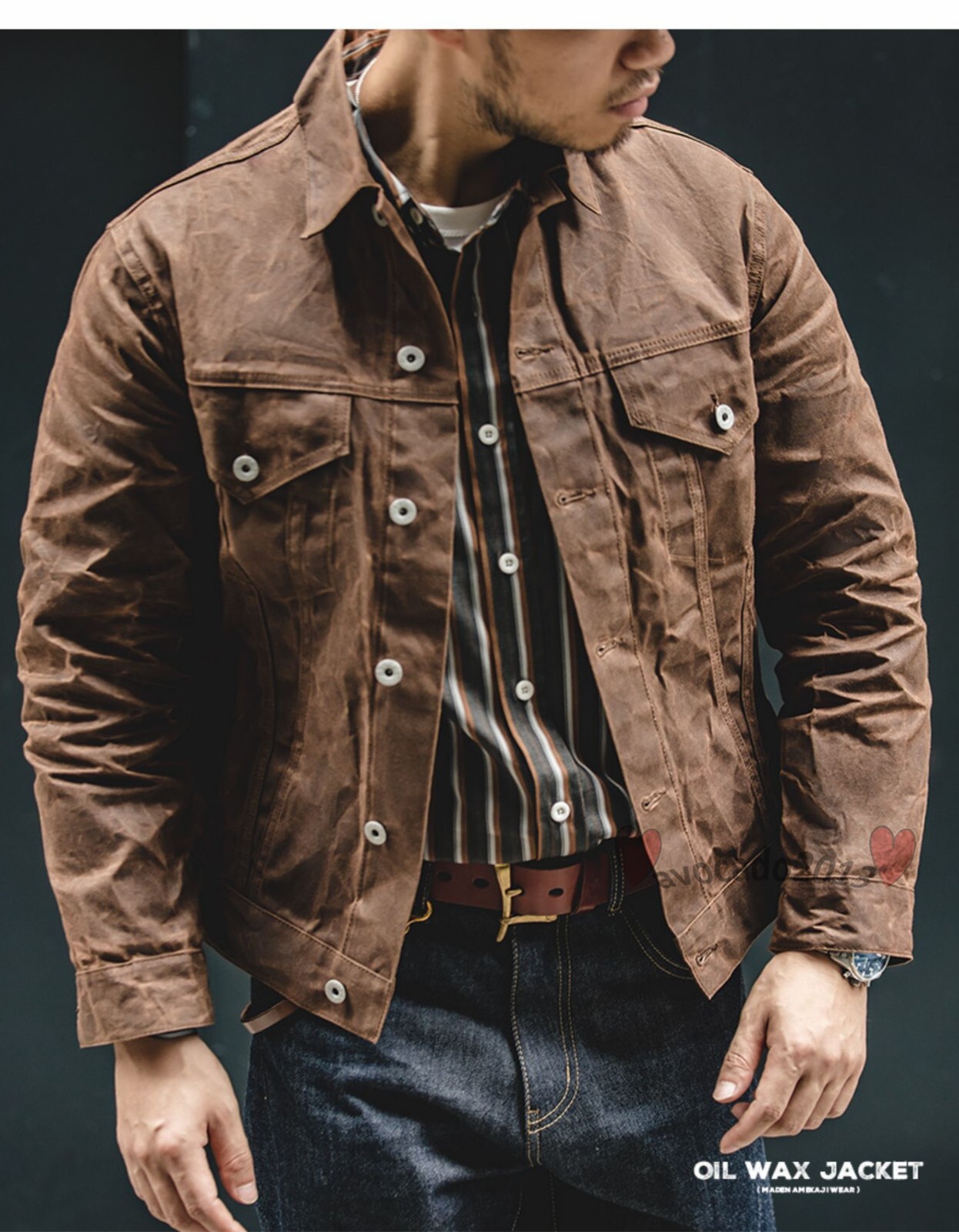 Maden Men’s Oil Waxed Canvas Jacket Motorcycle Vintage Work Overalls Coats
