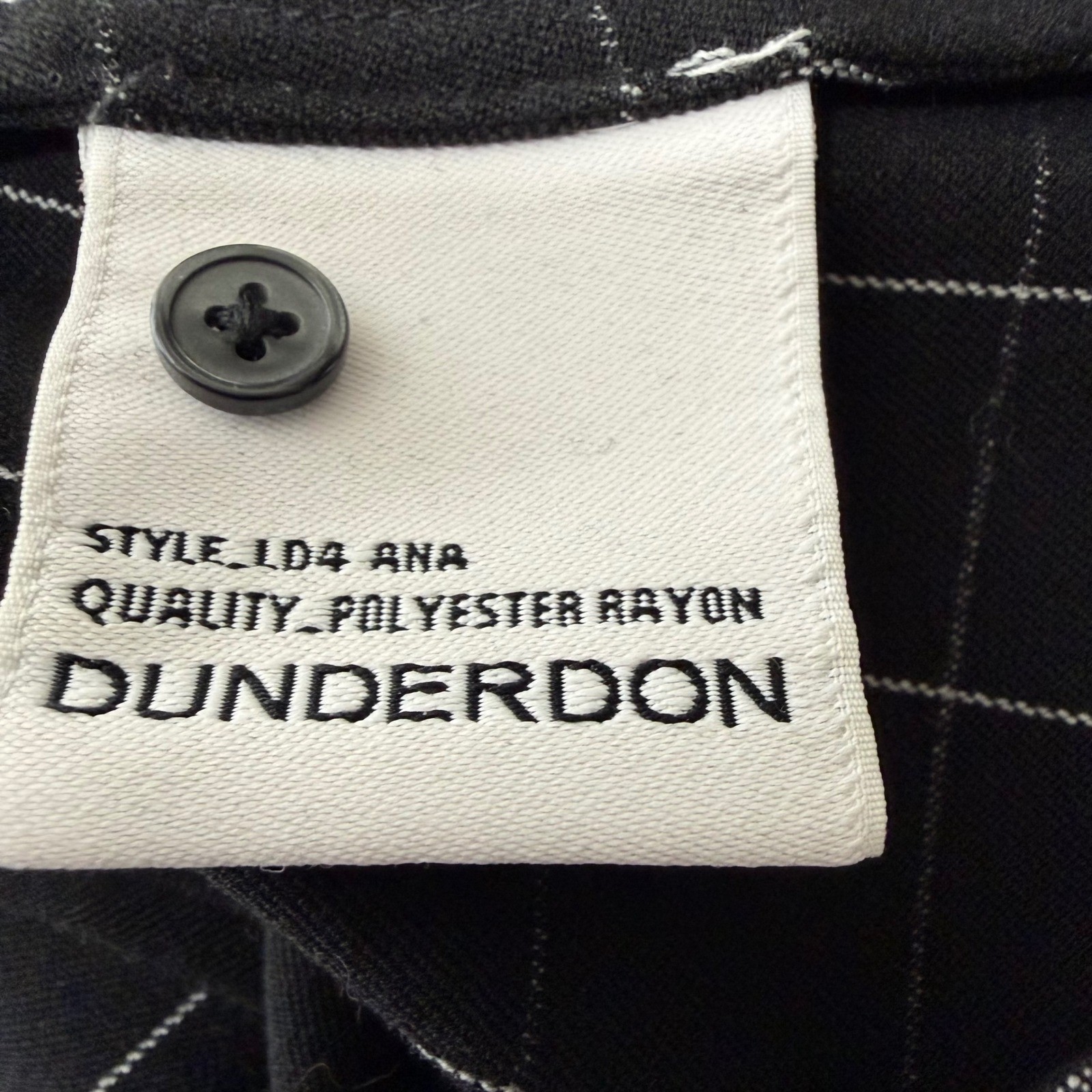 Dunderdon Ana Black Grid Windowpane Shirt Dress Tie Waist Pockets Size M