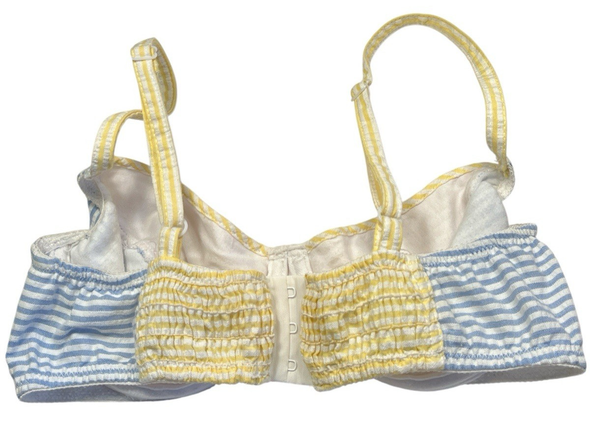 Eileen West Bra Women 34C Underwire Seersucker 75-618 Demi Unpadded Preppy Retro