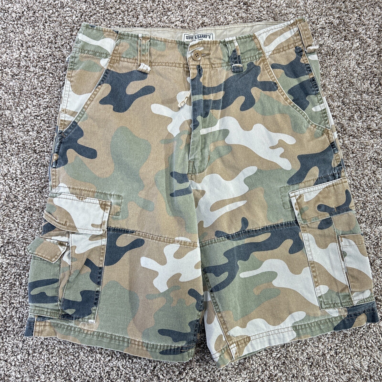 Steve And Barry’s Cargo Shorts Mens Size 30 Woodland Camo 10″ Inseam