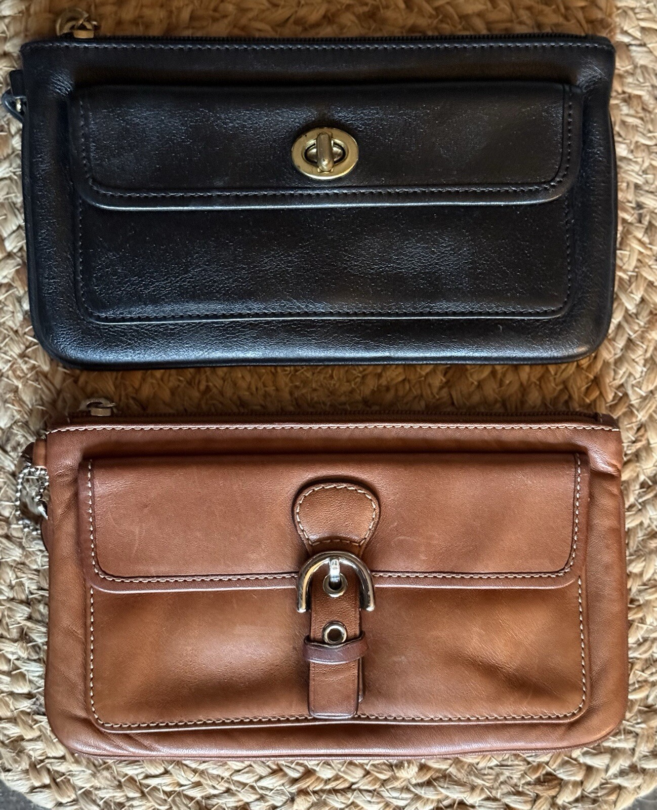 Lot Of 2 Vintage Legacy COACH Front Flap Turn Lock pocket Clutch Wristlet Wallet