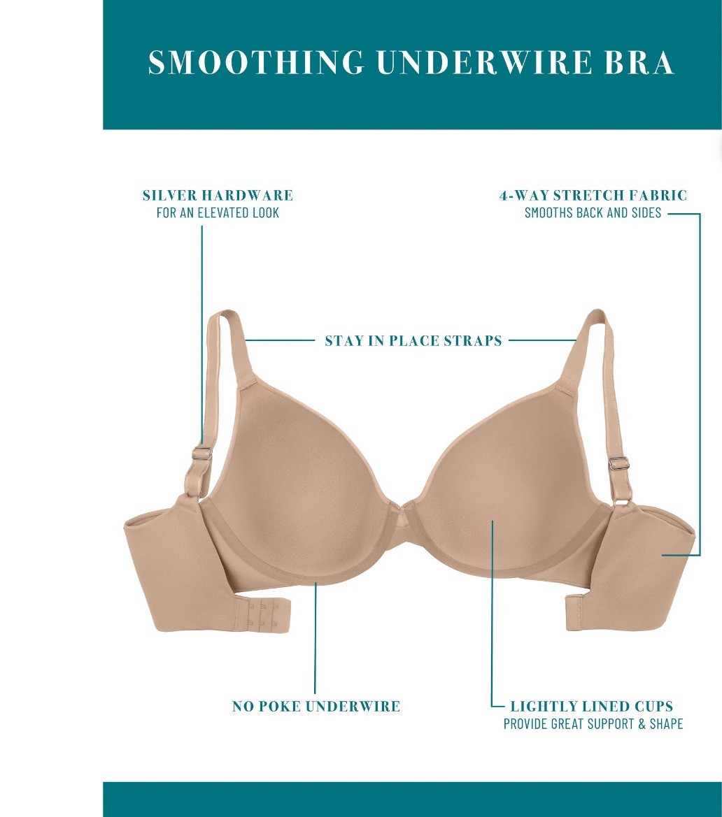 Vanity Fair Radiant Collection Underwire Bra 42DD NWT Back &Side Smoothing White