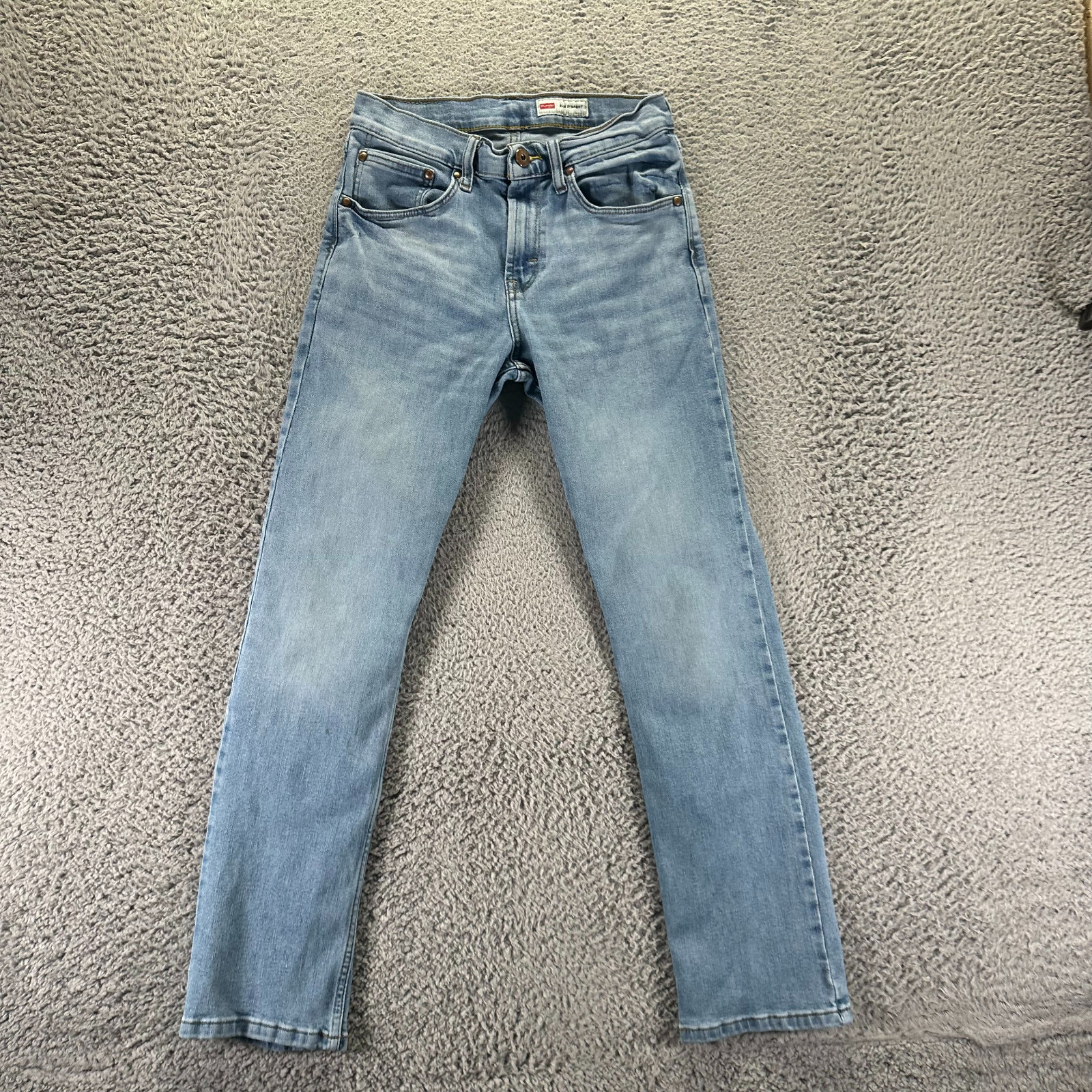 Wrangler Jeans Mens 28×30 Blue Cotton Denim Straight Slim Faded Travel Workwear