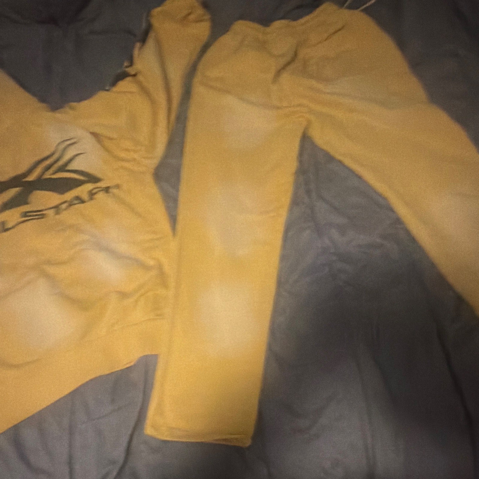 Hellstar Yellow Graphic Full Zip Hooded Fleece Tracksuit Hoodie & Pants M
