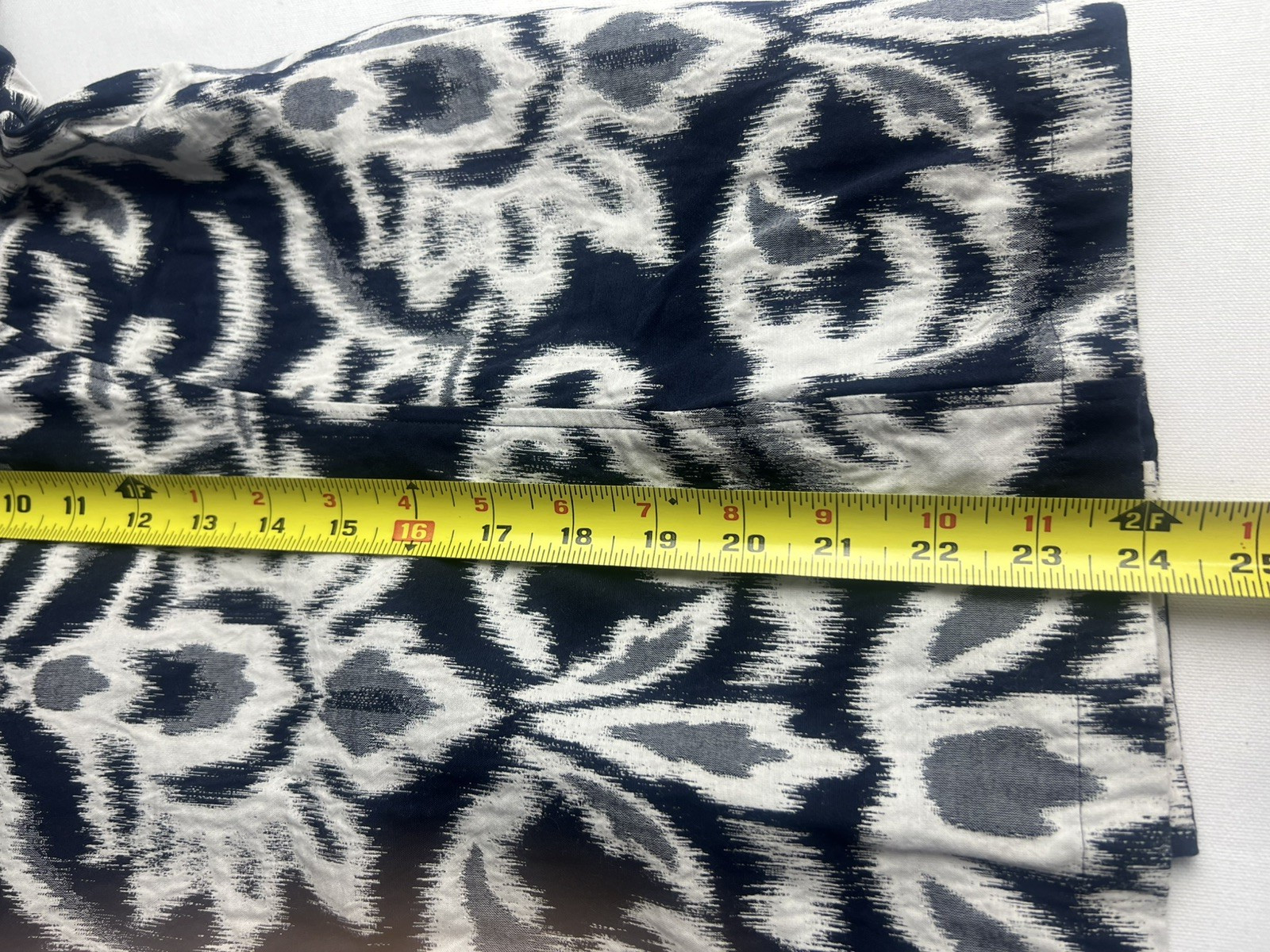 Chico’s Womens Jacket Size 1 Sm Open Front Navy Grey Cream Sher Ikat Jacquard