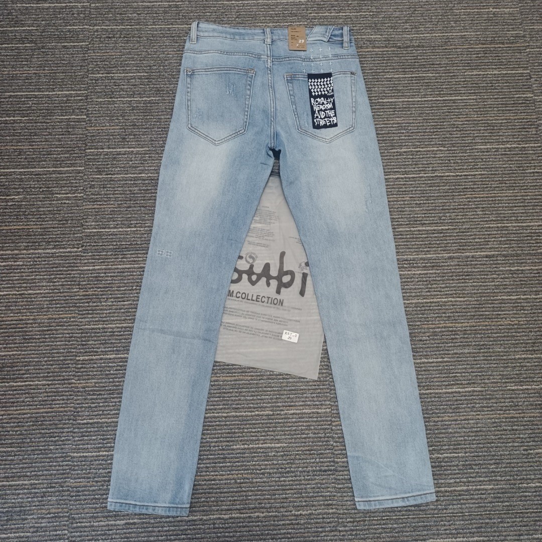 KSUBI Men’s Washed Blue Ripped Letter Printing Pants Jeans size 34 KJ14