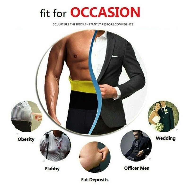 Men’s Sweat Sauna Belt Waist Trainer Body Shaper Compression Abdominal Workout