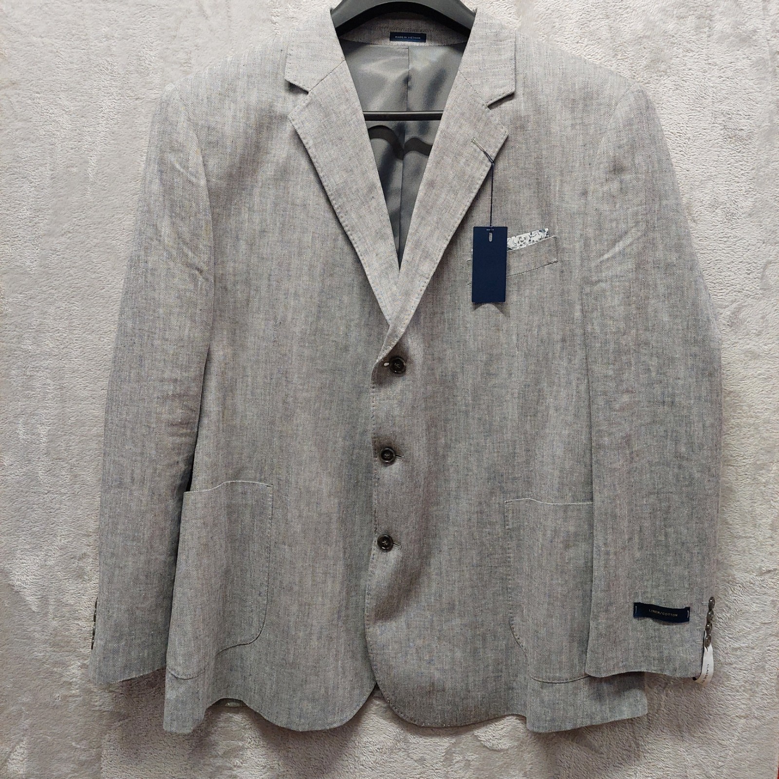 Stafford Linen Cotton Herringbone Sport Coat Blazer 42 To 52 S,R, L Multi Color