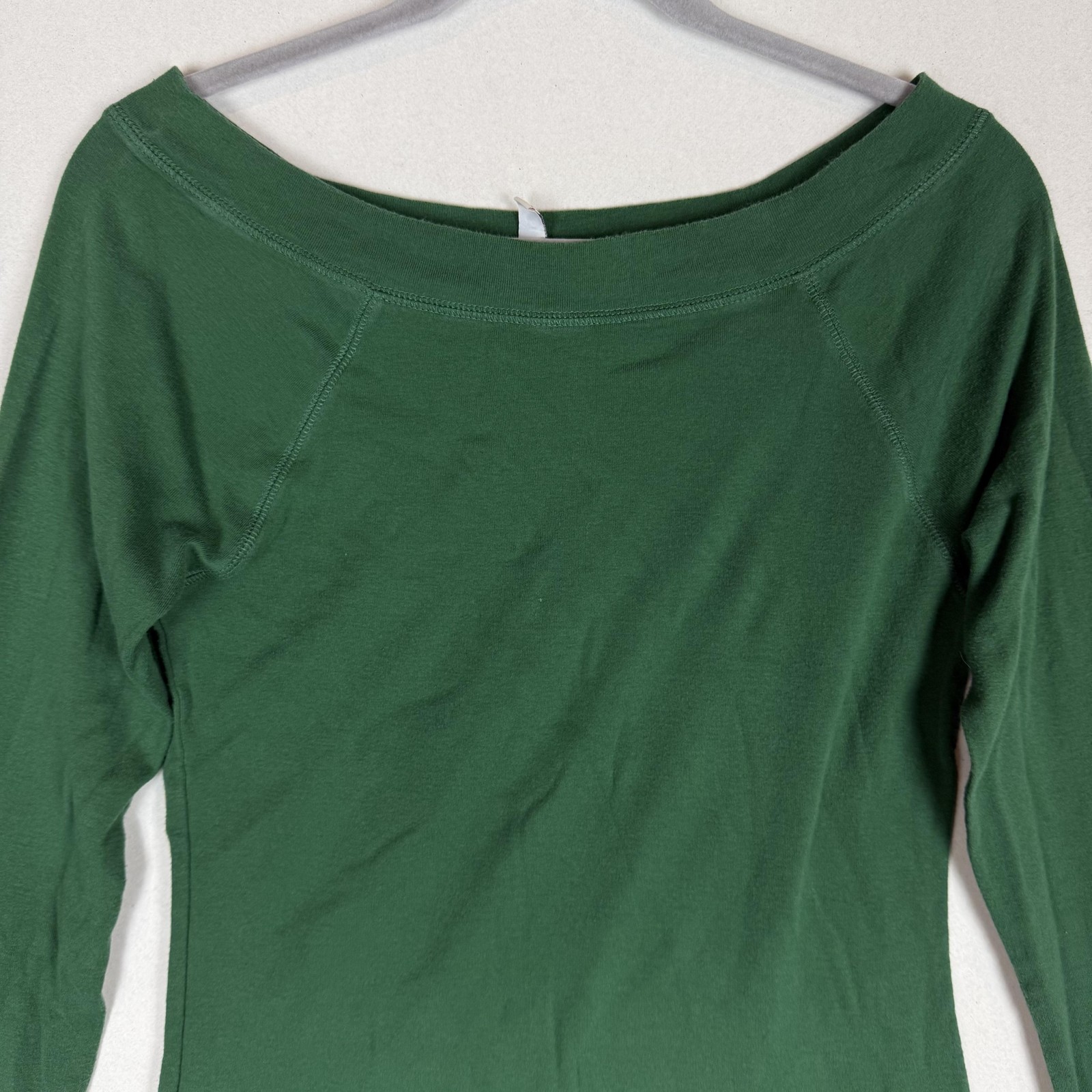 Old Navy Shirt Womens Large Green Boat Neck Raglan Long Sleeve SF NY Jersey