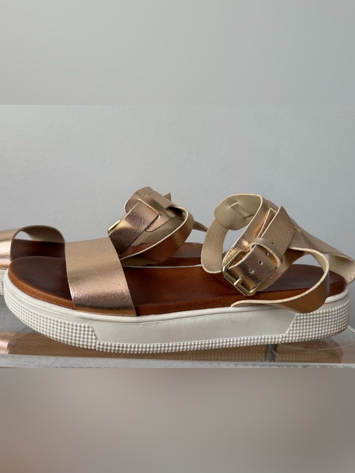 MIA Ellen Rose Gold Round Toe Ankle Strap Womens Sandals Size 8