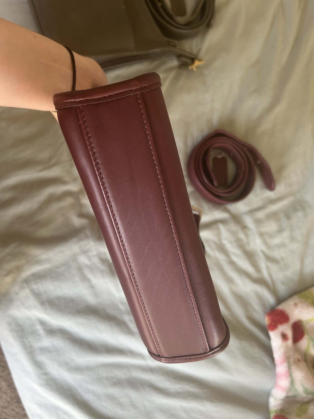 Vintage Coach Leather Currant Crossbody Bag With Nickel Hardware