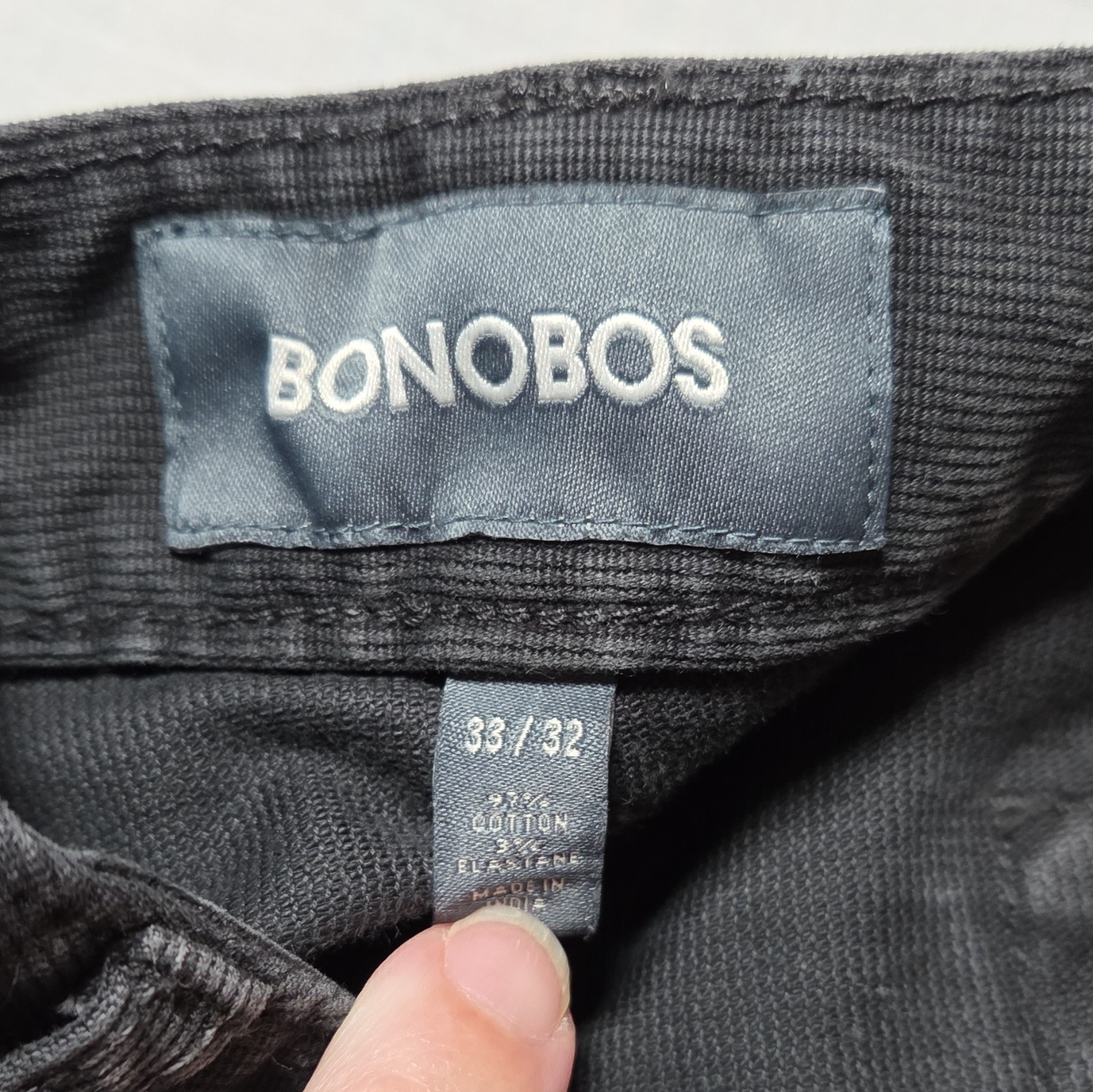 Soft Bonobos Washed Chino Men’s Black Straight Fit Cotton Corduroy Flat Front
