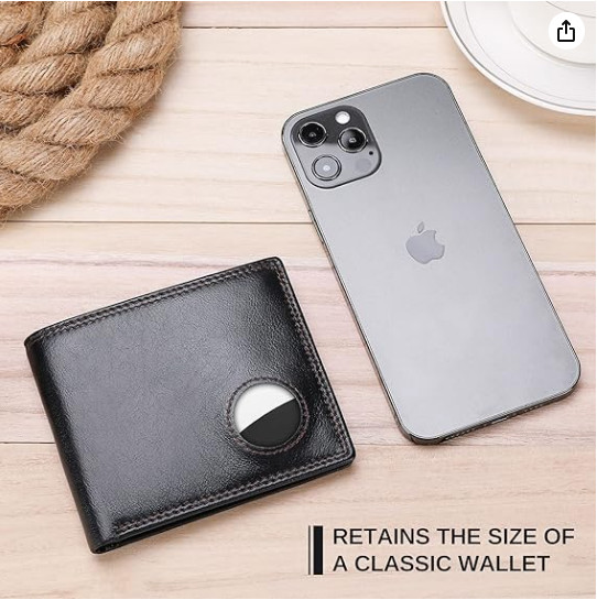 MEN WALLET COMPATIBLE WITH AirTag GENUINE LEATHER BIFOLD AND CREDIT CARD HOLDER