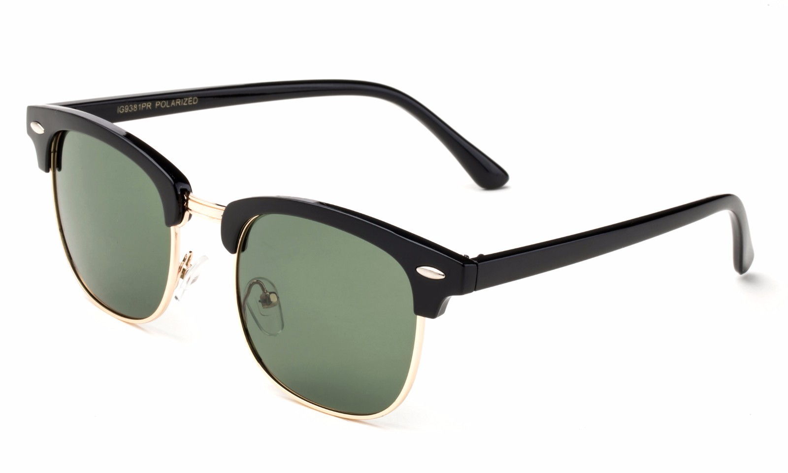 Polarized Lens Vintage Two Tone or Wood Half Frame Round Squared Sunglasses
