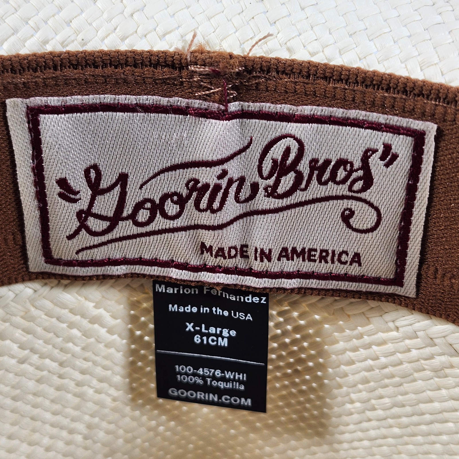 Goorin Bros Fedora Mens Size X-Large Ivory Straw 100% Toquilla Panama Hat NEW