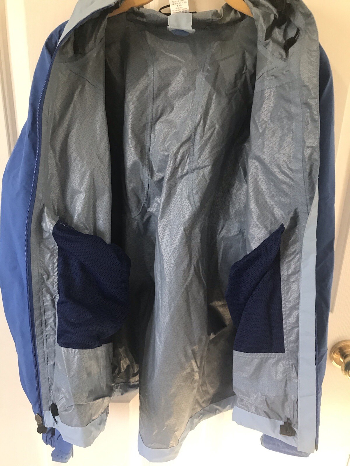 Patagonia Stretch Microburst Jacket Women’s L Two Tone Blue Hooded Sealed Seams