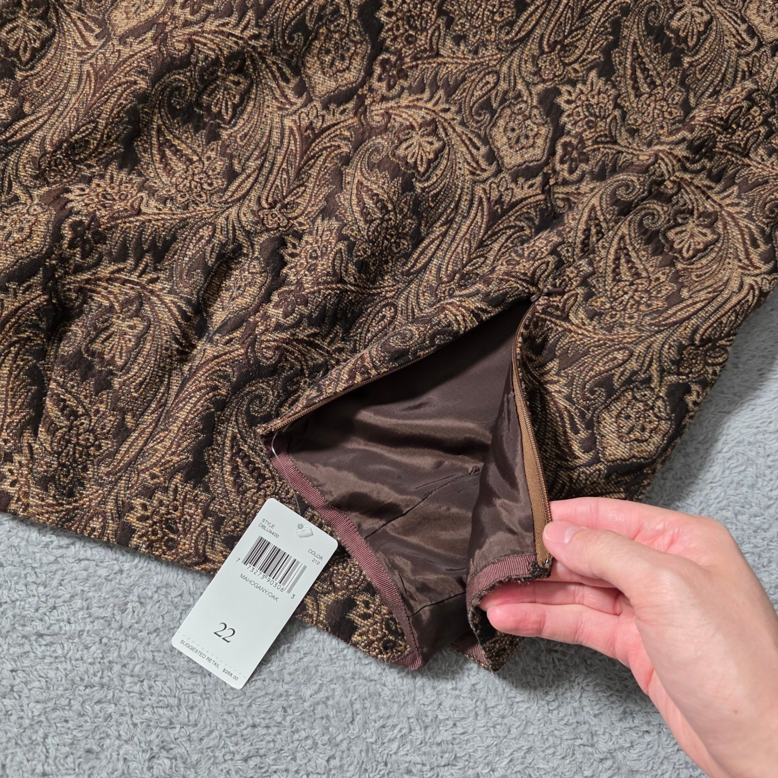 Dana Buchman Women 22 Maxi Skirt Brown Paisley Wool Silk Blend DBLU4400 New