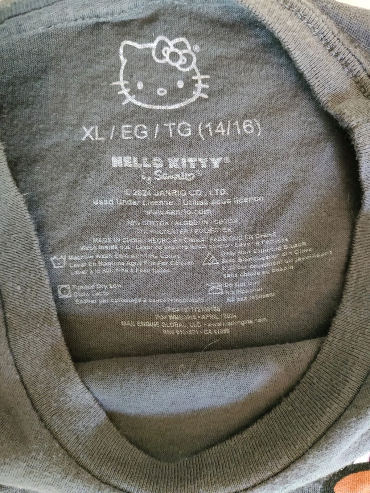 Hello Kitty SanrioUnisex Kids XL (14-16) Graphic Crew Neck Short Sleeve Tee