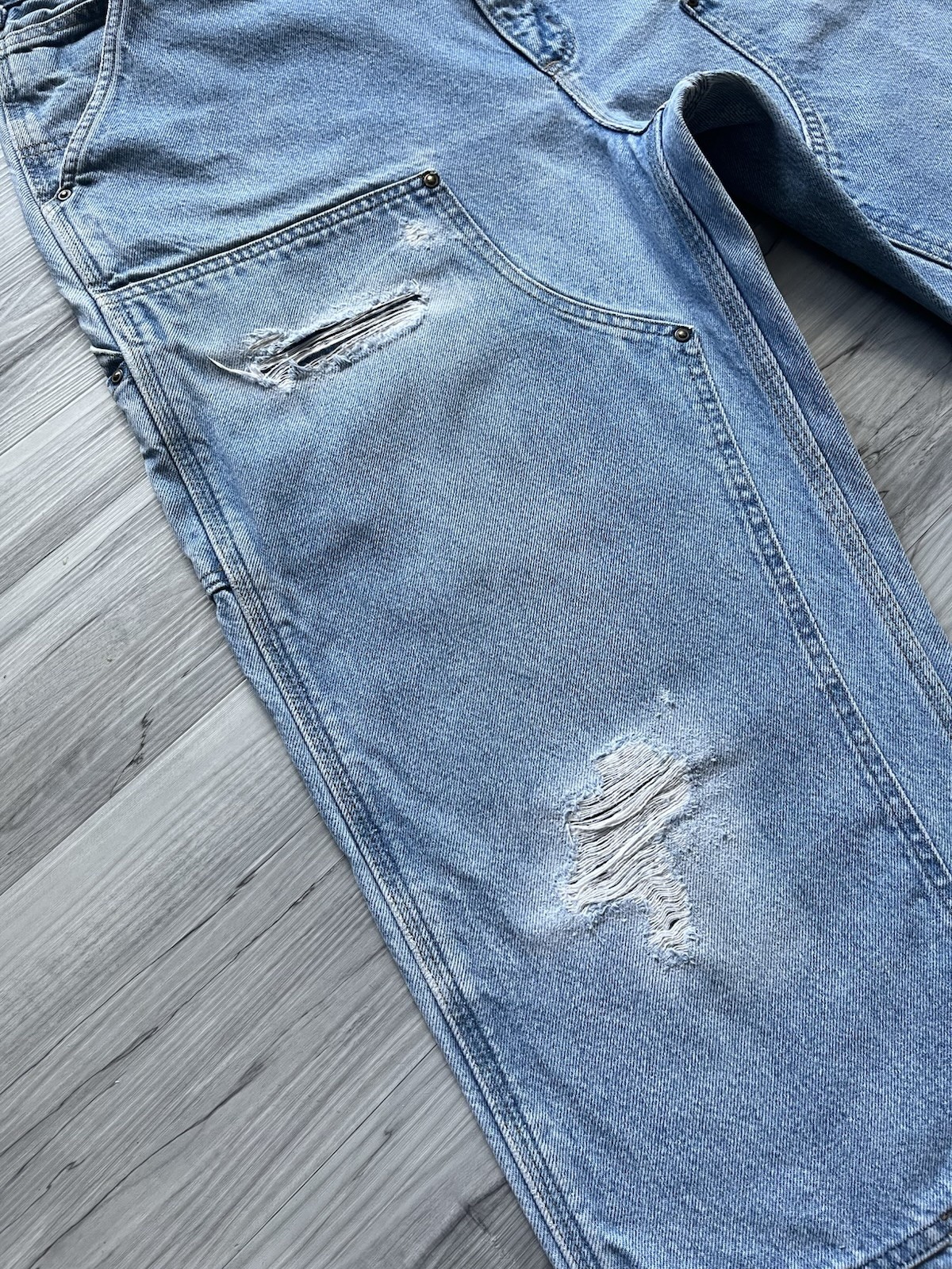 Vintage 2001 Carhartt B73 DST Double Knee Light Wash Jeans – 36×31 MADE IN USA