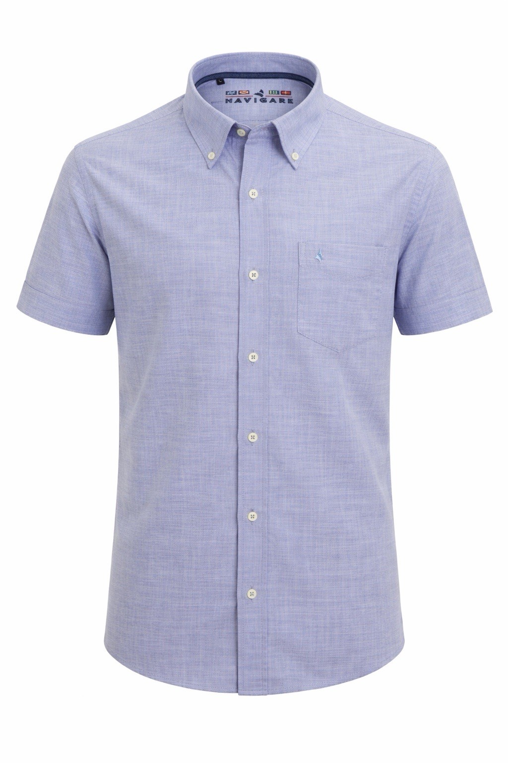 NI3111 NAVIGATE FLAMED COTTON SHIRT BUTTON-DOWN HALF SLEEVE SOLID COLOR