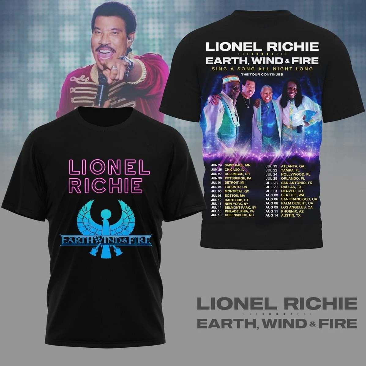 Lionel Richie Earth, Wind & Fire The Tour Continues AOP 3D T-Shirt AA33