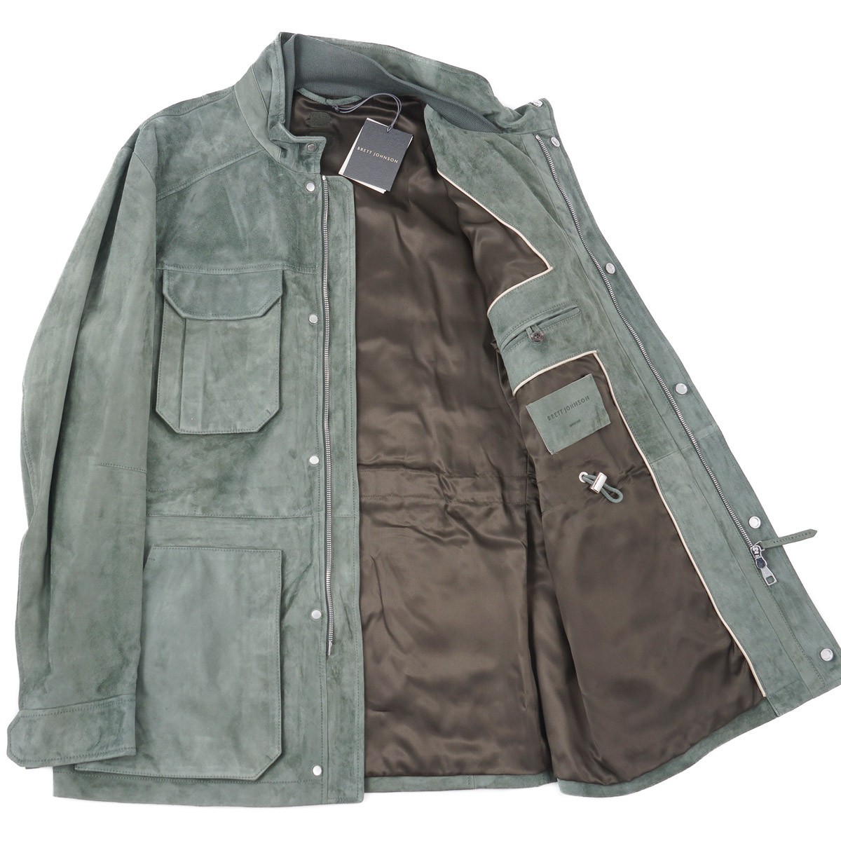 Brett Johnson Green Soft Calf Suede Leather ‘Lugano’ Field Jacket XL (Eu 54) NWT