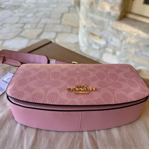 Coach Andrea Shoulder Bag In Signature Canvas CV973 Powder Pink NWT