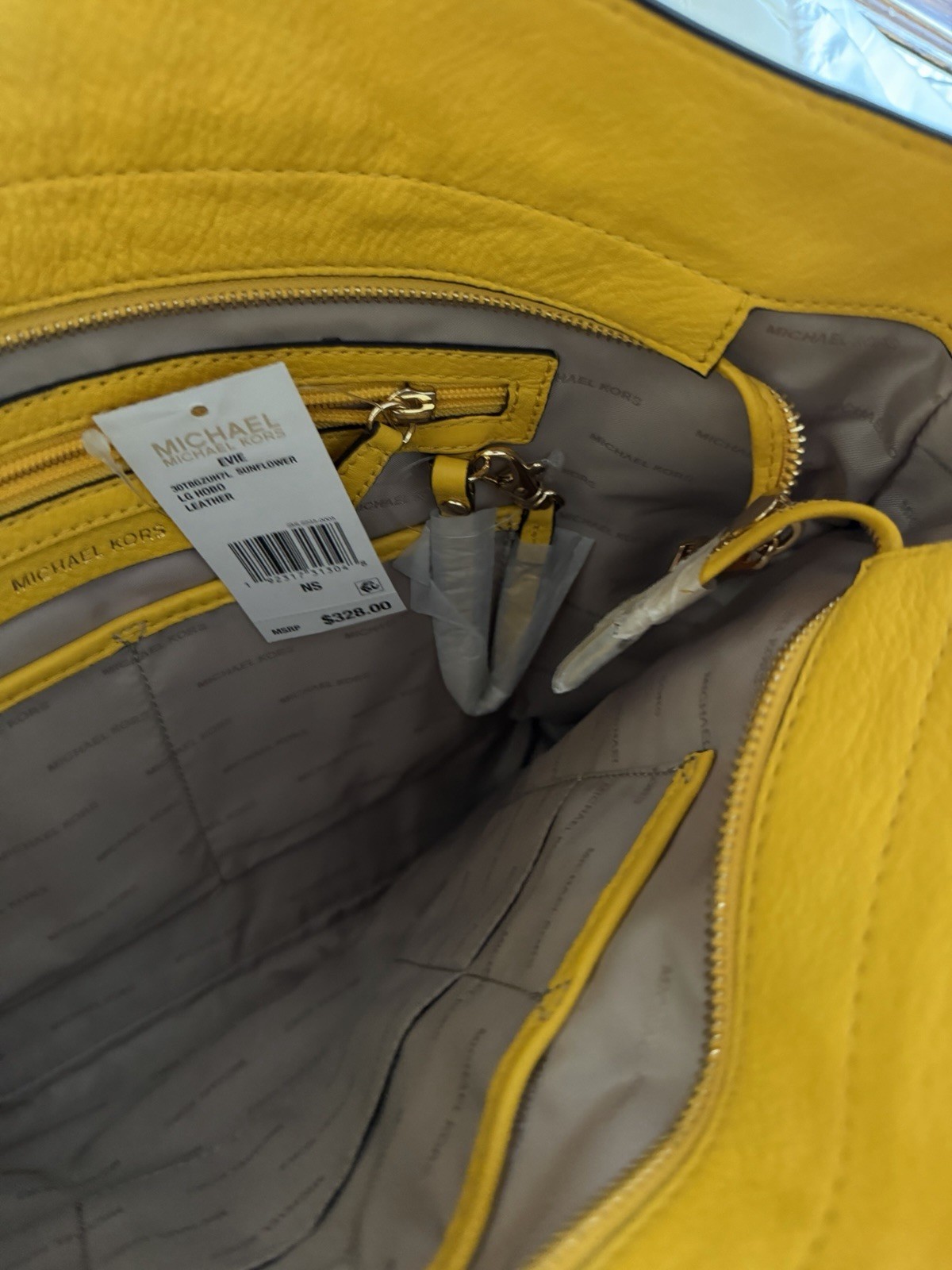 Michael Kors Yellow Large Shoulder Bag Zip Closure w/ Dust Bag