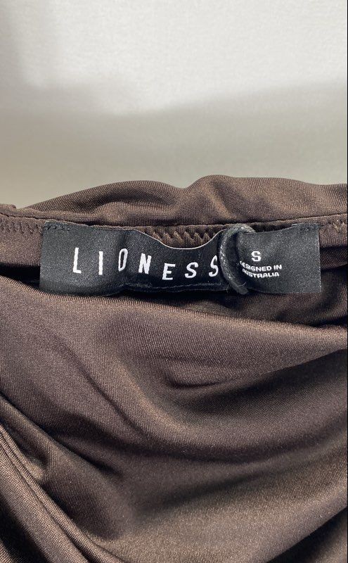 Lioness Women’s Chocolate Brown Essence Crop Top Draped Cowl Neck NWT Sz S
