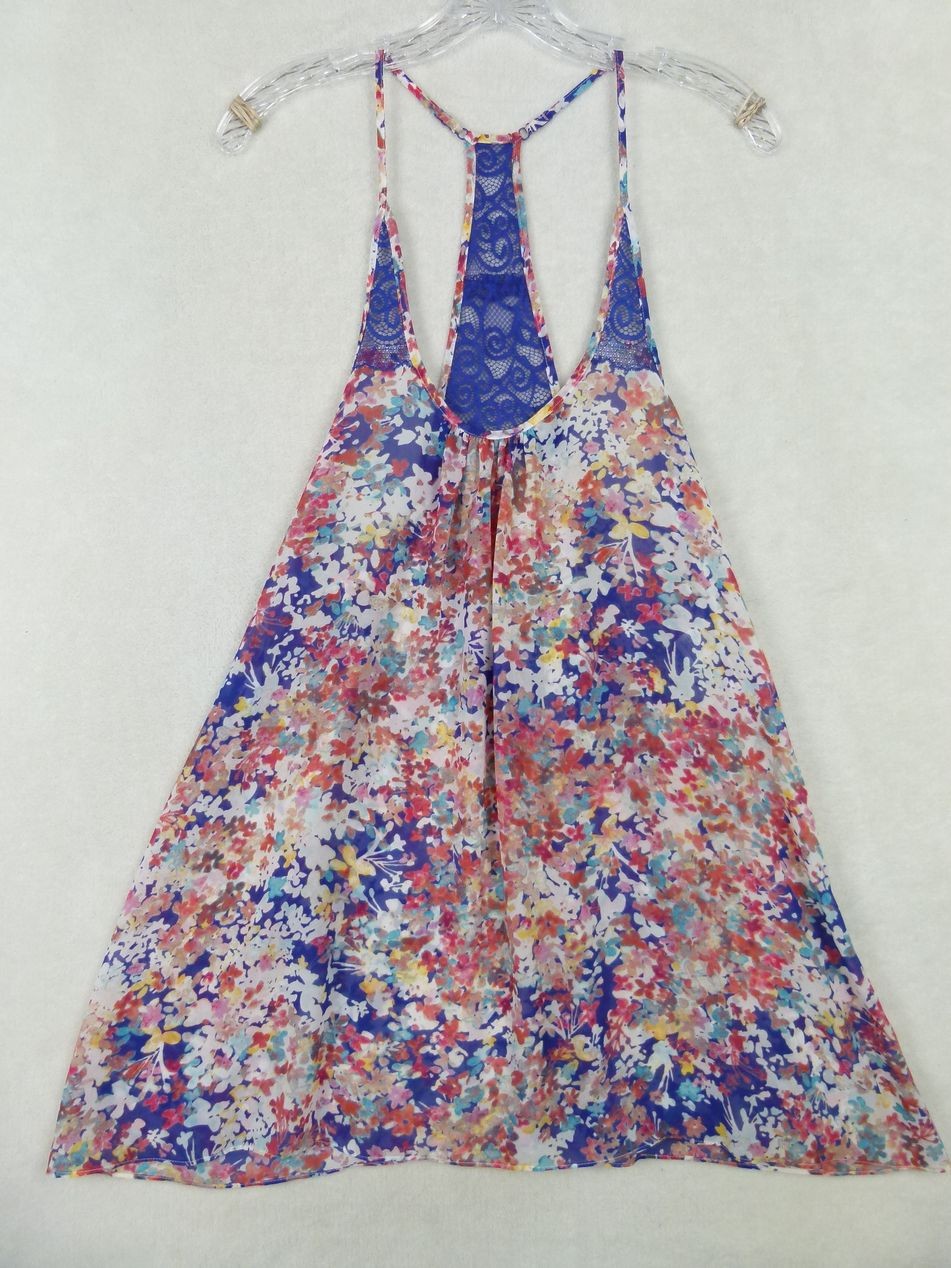 In Bloom Women’s Small Multicolor Floral SGP110M Polyester Tank Lace Back Tunic