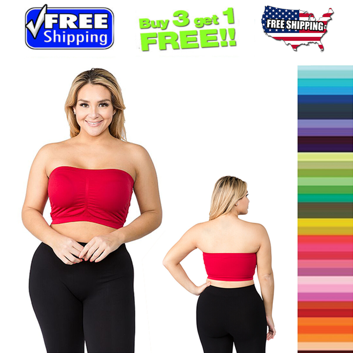 Padded Bandeau Bra Top Stretchable Spandex One Size Regular