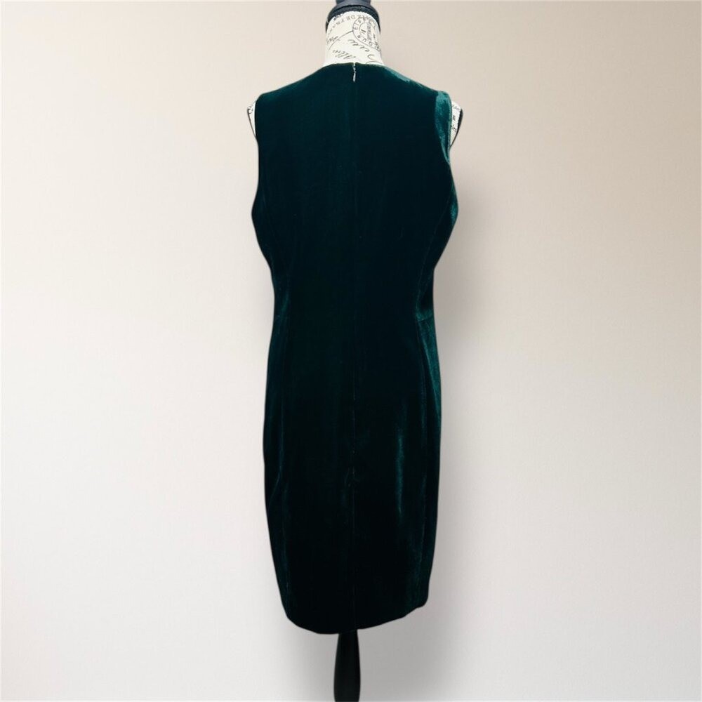 Elie Tahari Green Velvet Sheath Sleeveless Dress Cutout Spring Wedding Guest