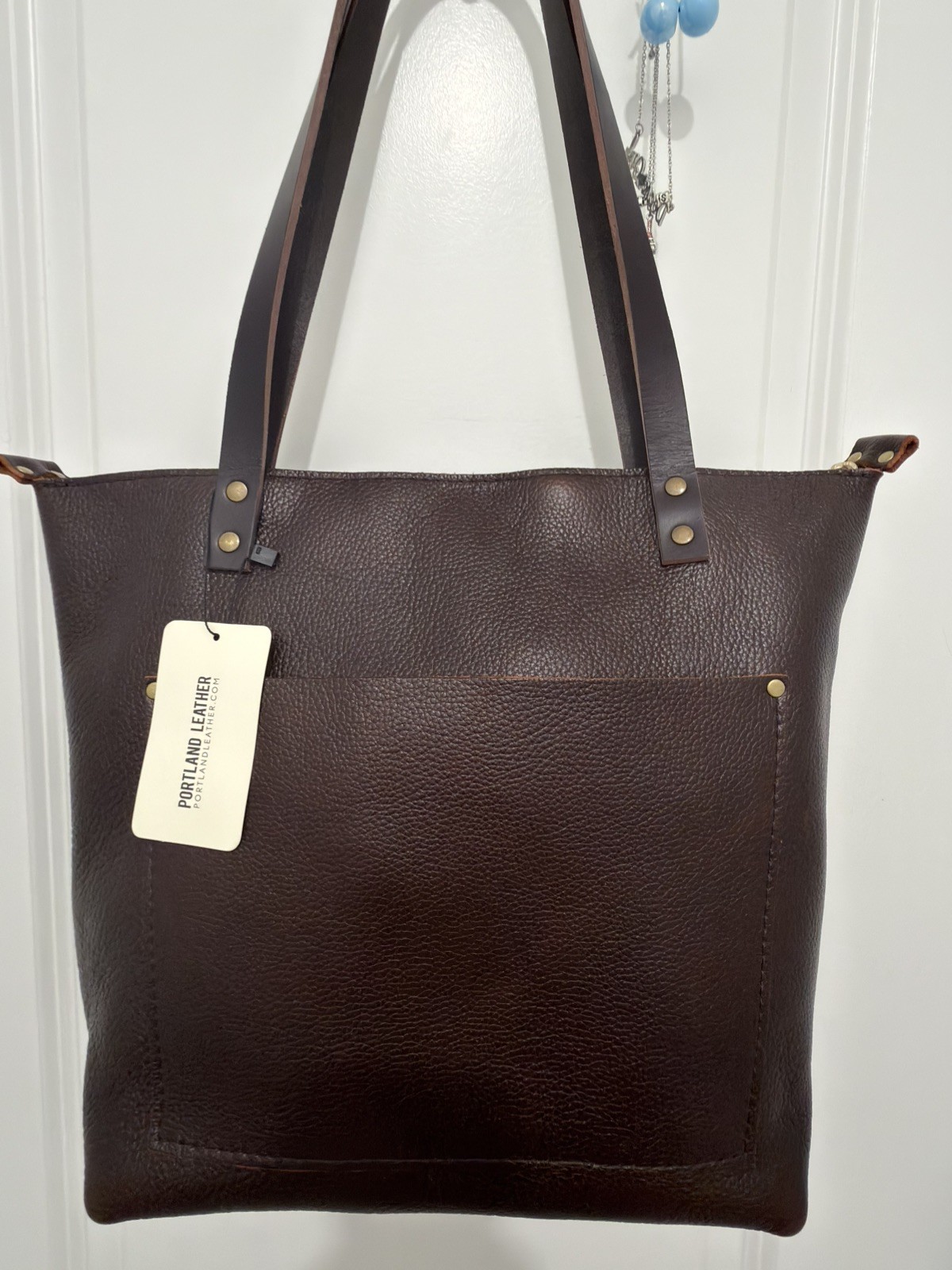 Portland Leather Goods PLG Medium Zipper Tote Cold Brew Leather Shoulder Bag new
