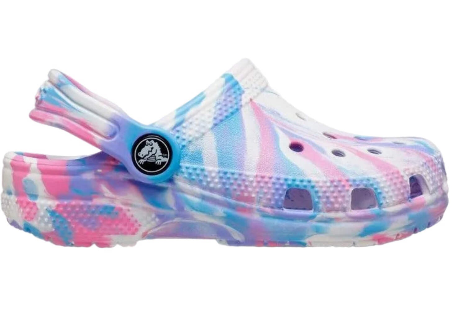 Crocs Classic Marbled Clog Kids Tie-Dye White/Pink Multi Slip-On Shoes 1, 3