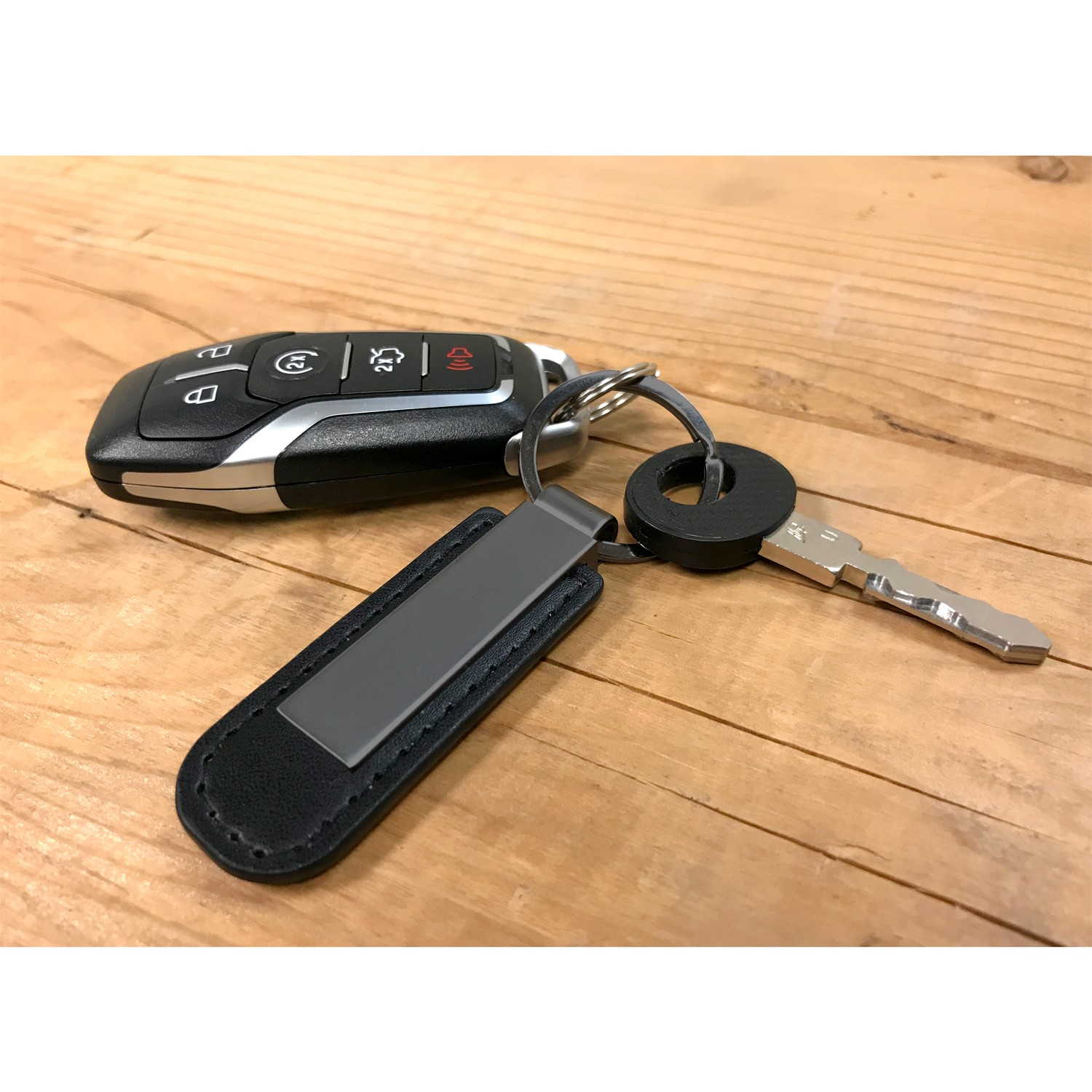 Acura A-Spec Black PU Leather Strap Black Metal Bar UV Printed Key Chain